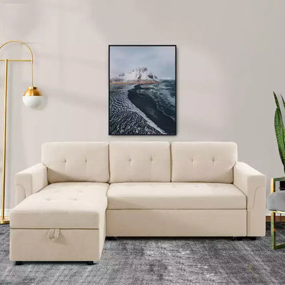 Divano componibile reversibile con letto e chaise longue contenitore – Divano a L convertibile