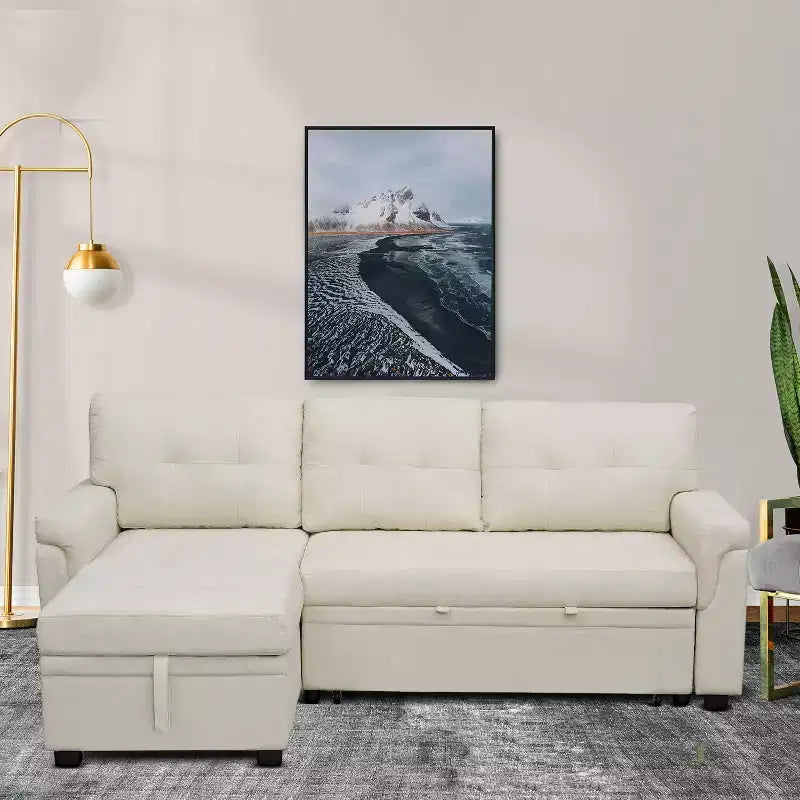 Divano componibile reversibile con letto e chaise longue contenitore – Divano a L convertibile