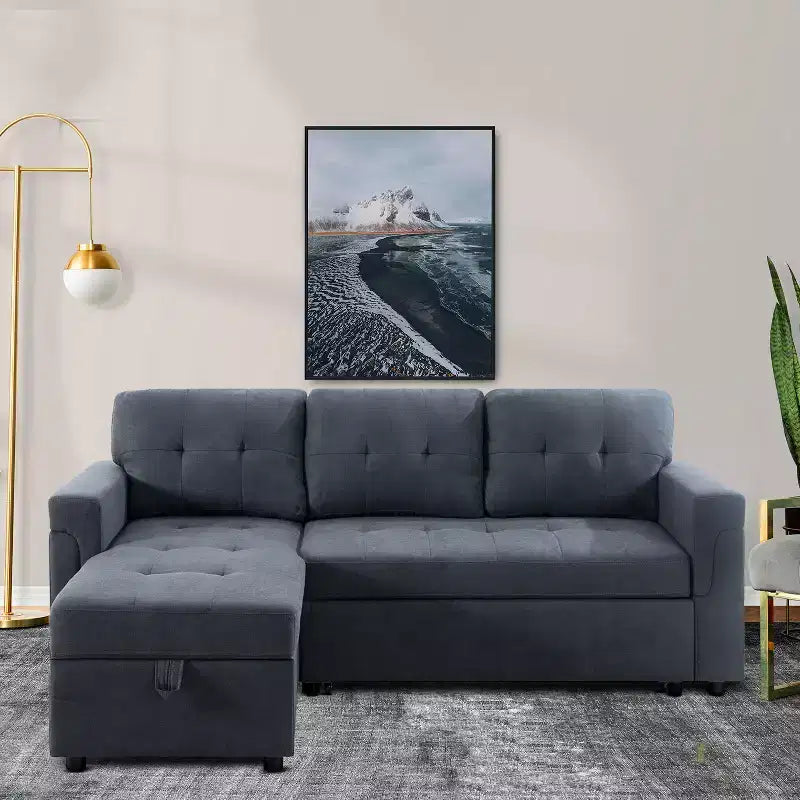 Divano componibile reversibile con letto e chaise longue contenitore – Divano a L convertibile