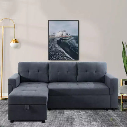 Divano componibile reversibile con letto e chaise longue contenitore – Divano a L convertibile