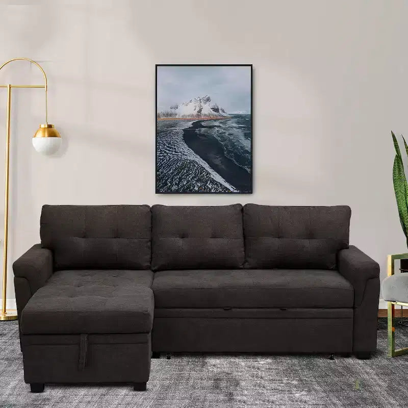 Divano componibile reversibile con letto e chaise longue contenitore – Divano a L convertibile