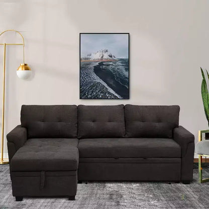Divano componibile reversibile con letto e chaise longue contenitore – Divano a L convertibile