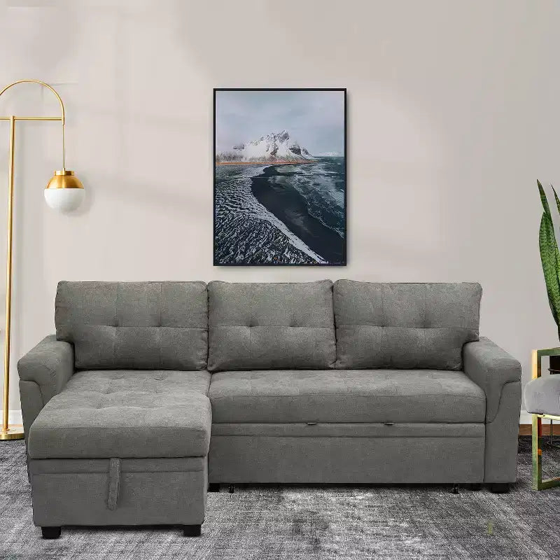 Divano componibile reversibile con letto e chaise longue contenitore – Divano a L convertibile