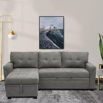 Divano componibile reversibile con letto e chaise longue contenitore – Divano a L convertibile