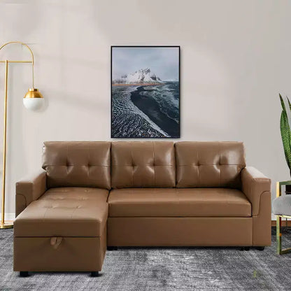 Divano componibile reversibile con letto e chaise longue contenitore – Divano a L convertibile