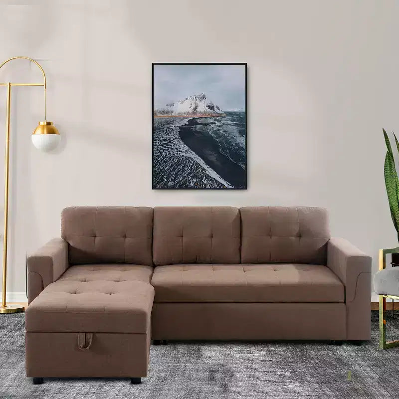 Divano componibile reversibile con letto e chaise longue contenitore – Divano a L convertibile