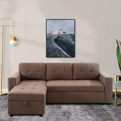 Divano componibile reversibile con letto e chaise longue contenitore – Divano a L convertibile