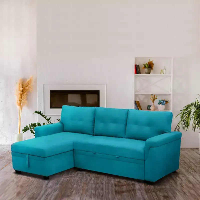 Divano componibile reversibile con letto e chaise longue contenitore – Divano a L convertibile