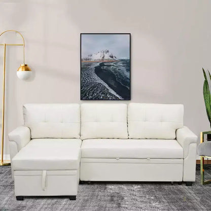 Divano componibile reversibile con letto e chaise longue contenitore – Divano a L convertibile