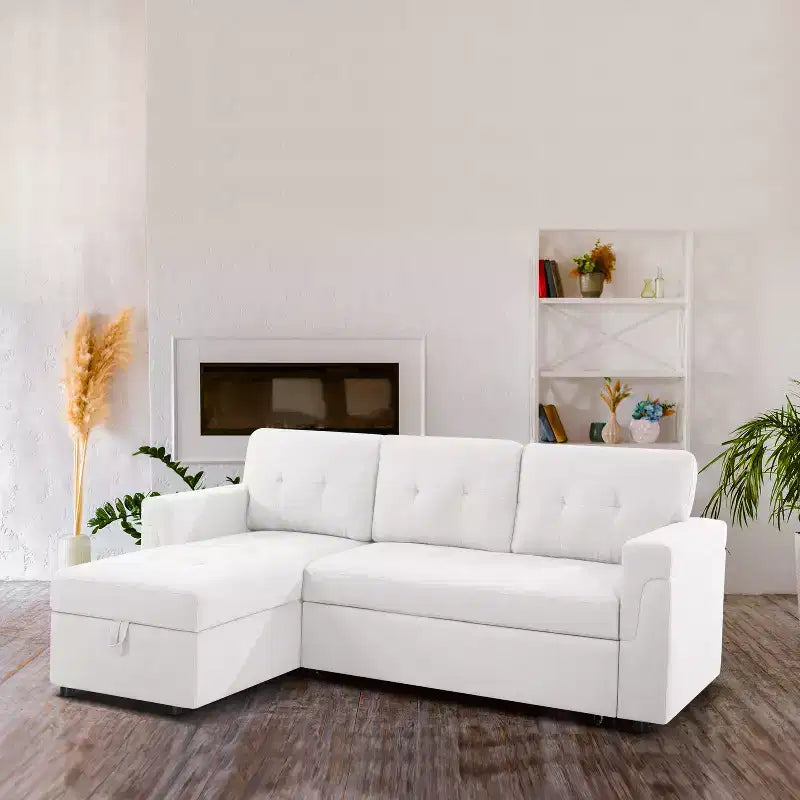 Divano componibile reversibile con letto e chaise longue contenitore – Divano a L convertibile
