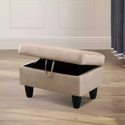 AndMakers 28.5 in. W Flannel Polyester Blend Rectangle Ottoman with Storage