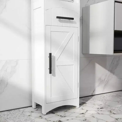 Mobile contenitore stretto da bagno in stile rustico con anta scorrevole e cassetto a incasso