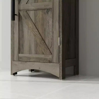 Mobile contenitore stretto da bagno in stile rustico con anta scorrevole e cassetto a incasso