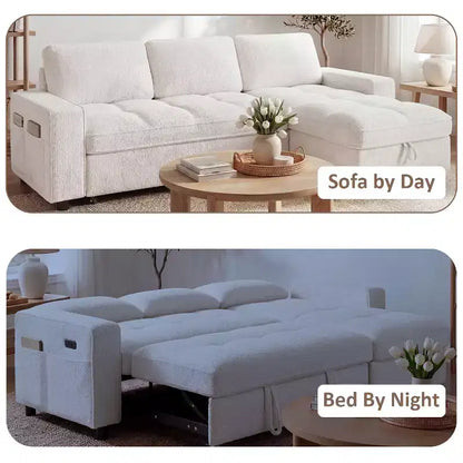 Divano Letto Angolare a L da 81" con Chaise Longue Contenitore, Porta USB e Schienale Regolabile