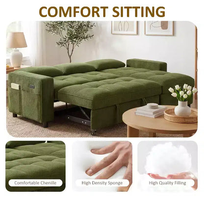 Divano Letto Angolare a L da 81" con Chaise Longue Contenitore, Porta USB e Schienale Regolabile