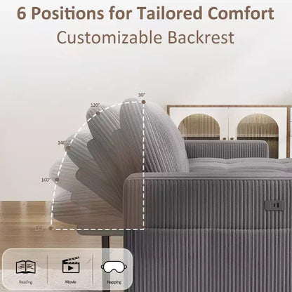 Divano Letto Angolare a L da 81" con Chaise Longue Contenitore, Porta USB e Schienale Regolabile