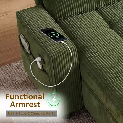 Divano Letto Angolare a L da 81" con Chaise Longue Contenitore, Porta USB e Schienale Regolabile