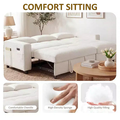 Divano Letto Angolare a L da 81" con Chaise Longue Contenitore, Porta USB e Schienale Regolabile