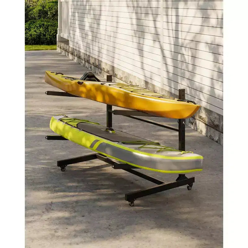 Porta Kayak Super Resistente con Ruote Bloccabili per Kayak, Canoe, Tavole da Surf e Paddleboard con Ripiani Rimovibili
