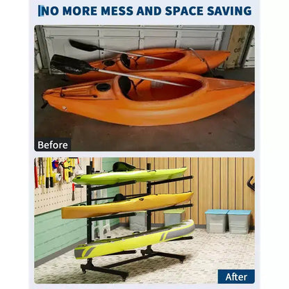 Porta Kayak Super Resistente con Ruote Bloccabili per Kayak, Canoe, Tavole da Surf e Paddleboard con Ripiani Rimovibili