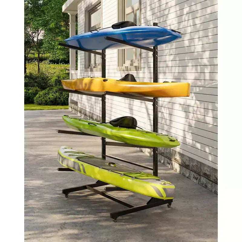 Porta Kayak Super Resistente con Ruote Bloccabili per Kayak, Canoe, Tavole da Surf e Paddleboard con Ripiani Rimovibili