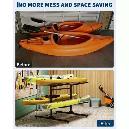 Porta Kayak Super Resistente con Ruote Bloccabili per Kayak, Canoe, Tavole da Surf e Paddleboard con Ripiani Rimovibili