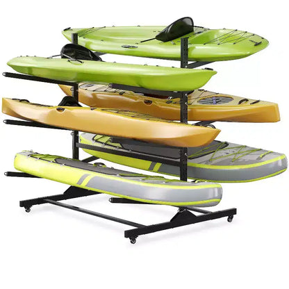 Porta Kayak Super Resistente con Ruote Bloccabili per Kayak, Canoe, Tavole da Surf e Paddleboard con Ripiani Rimovibili