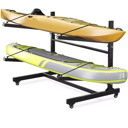Porta Kayak Super Resistente con Ruote Bloccabili per Kayak, Canoe, Tavole da Surf e Paddleboard con Ripiani Rimovibili