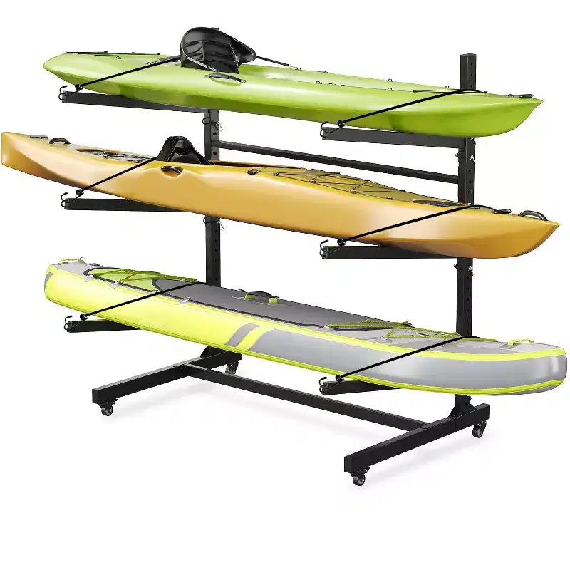 Porta Kayak Super Resistente con Ruote Bloccabili per Kayak, Canoe, Tavole da Surf e Paddleboard con Ripiani Rimovibili