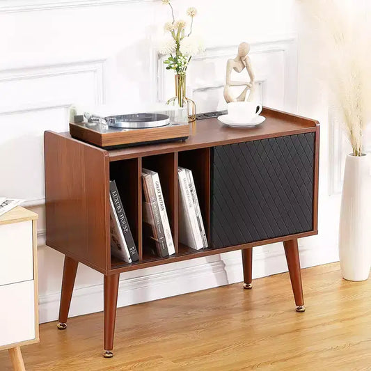 Large Vinyl Record Storage Cabinet Holds 300 Albums, Turntable Stand w/ Charging Station & USB Ports, Record Player End Table Furniture