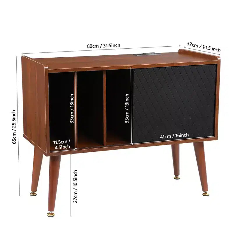 Mobile grande per dischi in vinile, capacità 300 album, supporto giradischi con stazione di ricarica e porte USB, tavolino per giradischi