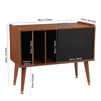 Mobile grande per dischi in vinile, capacità 300 album, supporto giradischi con stazione di ricarica e porte USB, tavolino per giradischi