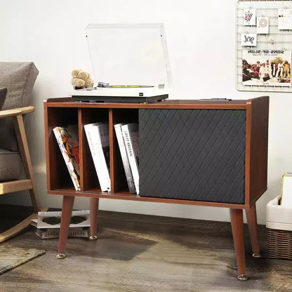 Mobile grande per dischi in vinile, capacità 300 album, supporto giradischi con stazione di ricarica e porte USB, tavolino per giradischi