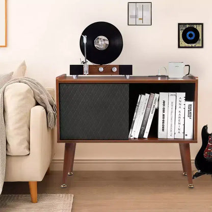 Mobile grande per dischi in vinile, capacità 300 album, supporto giradischi con stazione di ricarica e porte USB, tavolino per giradischi