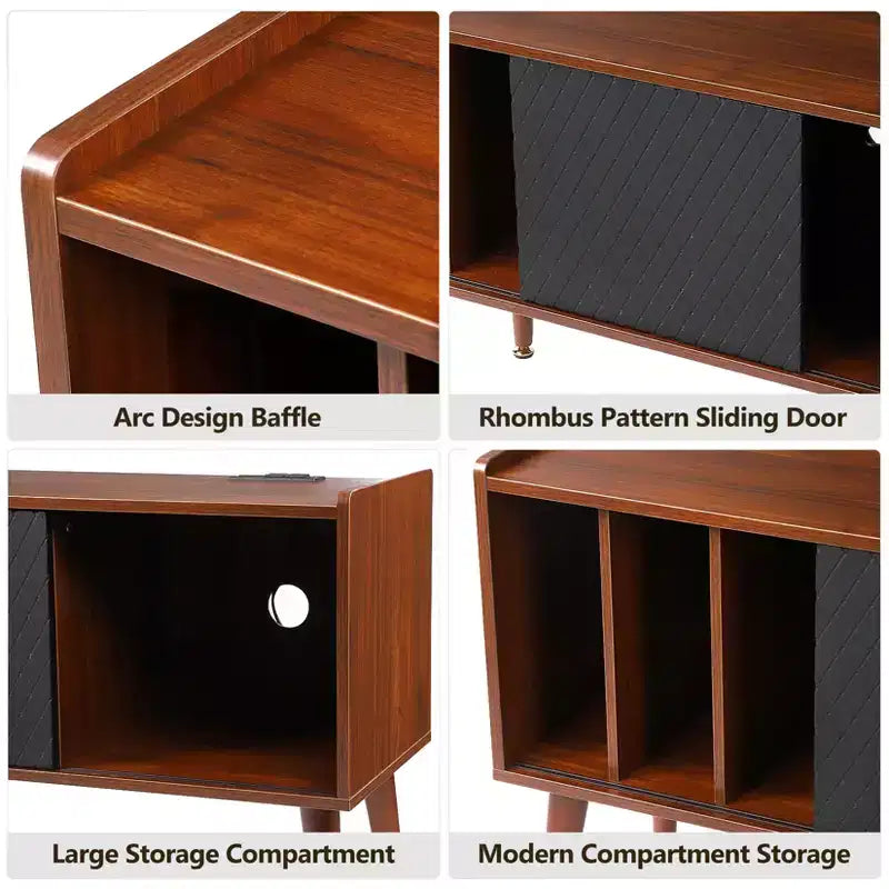 Mobile grande per dischi in vinile, capacità 300 album, supporto giradischi con stazione di ricarica e porte USB, tavolino per giradischi