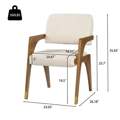 Sedia da pranzo imbottita Mid-Century Modern in legno di gomma con braccioli – 136 kg