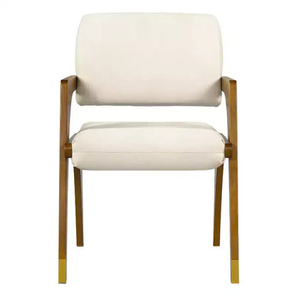 Sedia da pranzo imbottita Mid-Century Modern in legno di gomma con braccioli – 136 kg