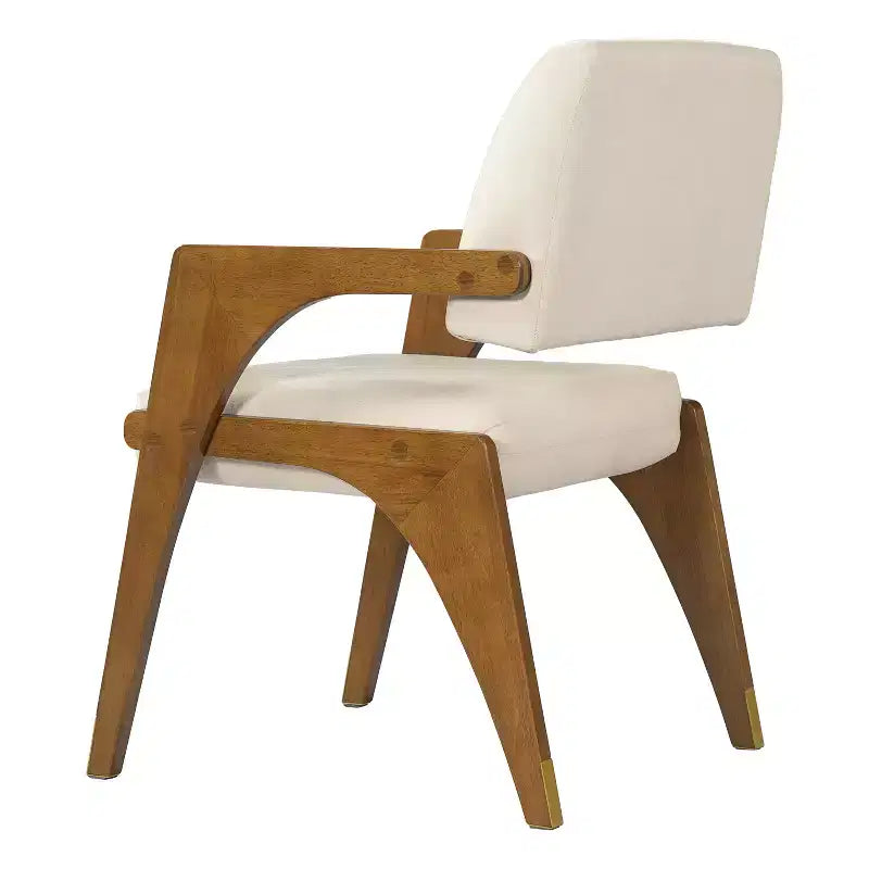 Sedia da pranzo imbottita Mid-Century Modern in legno di gomma con braccioli – 136 kg