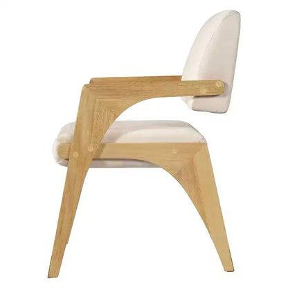 Sedia da pranzo imbottita Mid-Century Modern in legno di gomma con braccioli – 136 kg