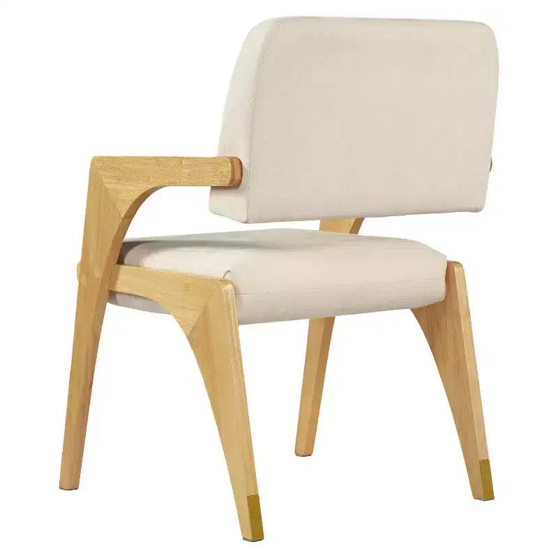 Sedia da pranzo imbottita Mid-Century Modern in legno di gomma con braccioli – 136 kg