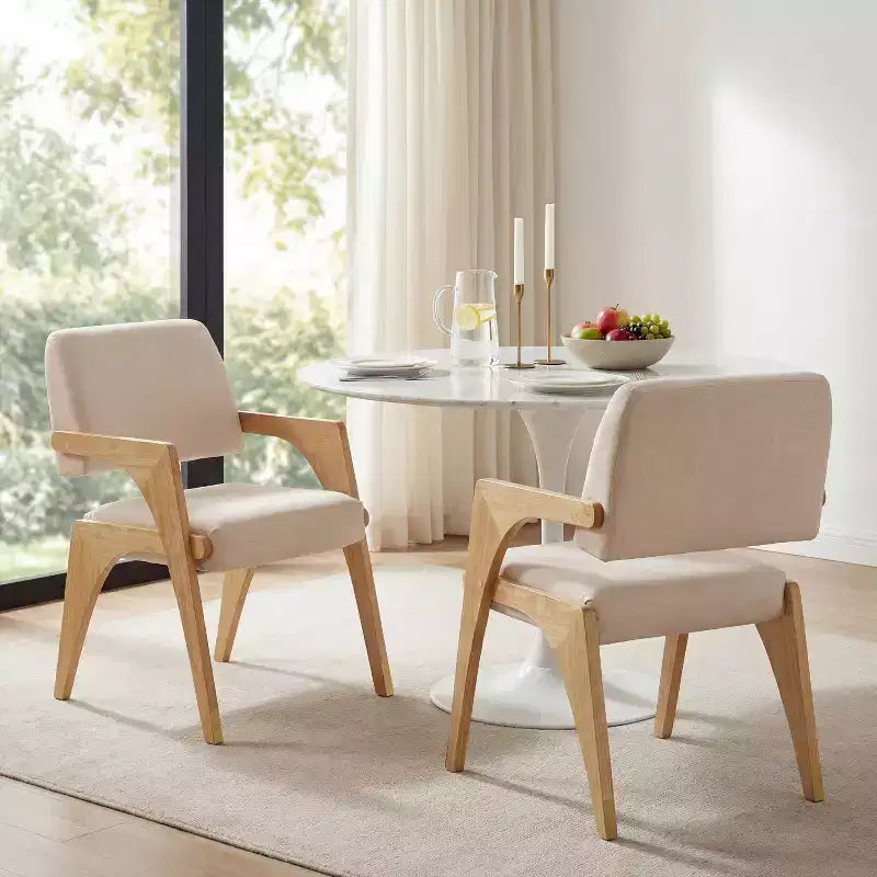 Christopher Knight Home Mid-Century Modern Rubber Wood Upholstered Dining Chair with Backrest