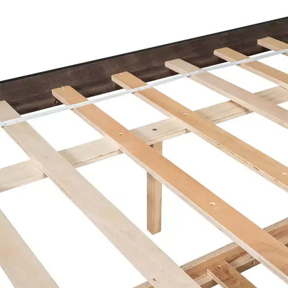 Letto singolo a piattaforma con letto estraibile e testiera con contenitore – Supporto a doghe in legno, bianco