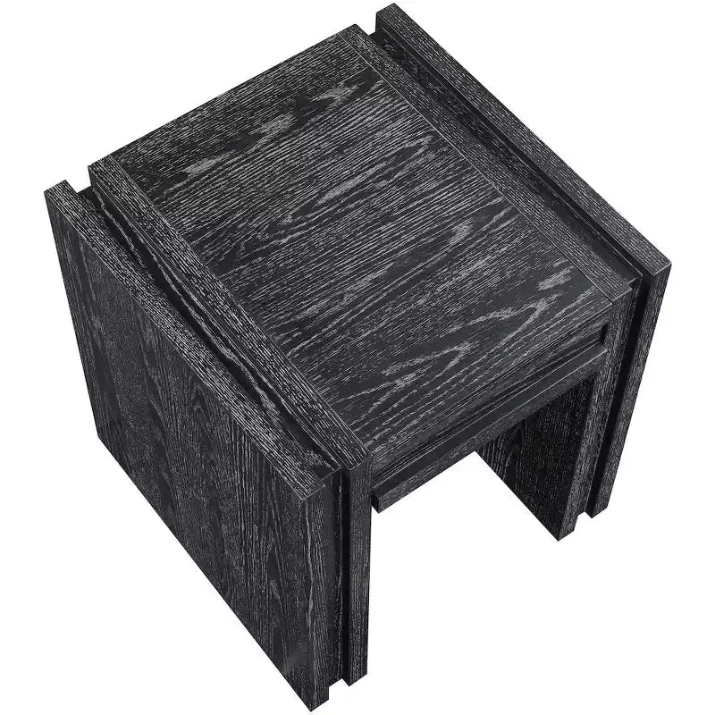 Tavolino da salotto contemporaneo Stanton nero con cassetto – Legno massiccio e impiallacciatura in rovere