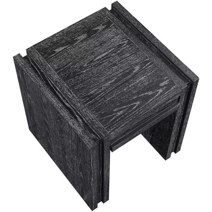 Tavolino da salotto contemporaneo Stanton nero con cassetto – Legno massiccio e impiallacciatura in rovere