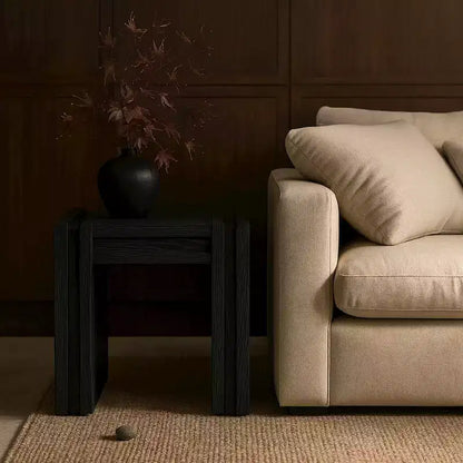 Tavolino da salotto contemporaneo Stanton nero con cassetto – Legno massiccio e impiallacciatura in rovere