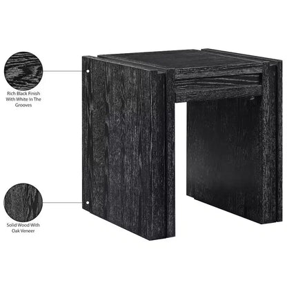 Tavolino da salotto contemporaneo Stanton nero con cassetto – Legno massiccio e impiallacciatura in rovere