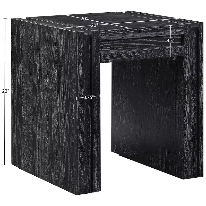 Tavolino da salotto contemporaneo Stanton nero con cassetto – Legno massiccio e impiallacciatura in rovere