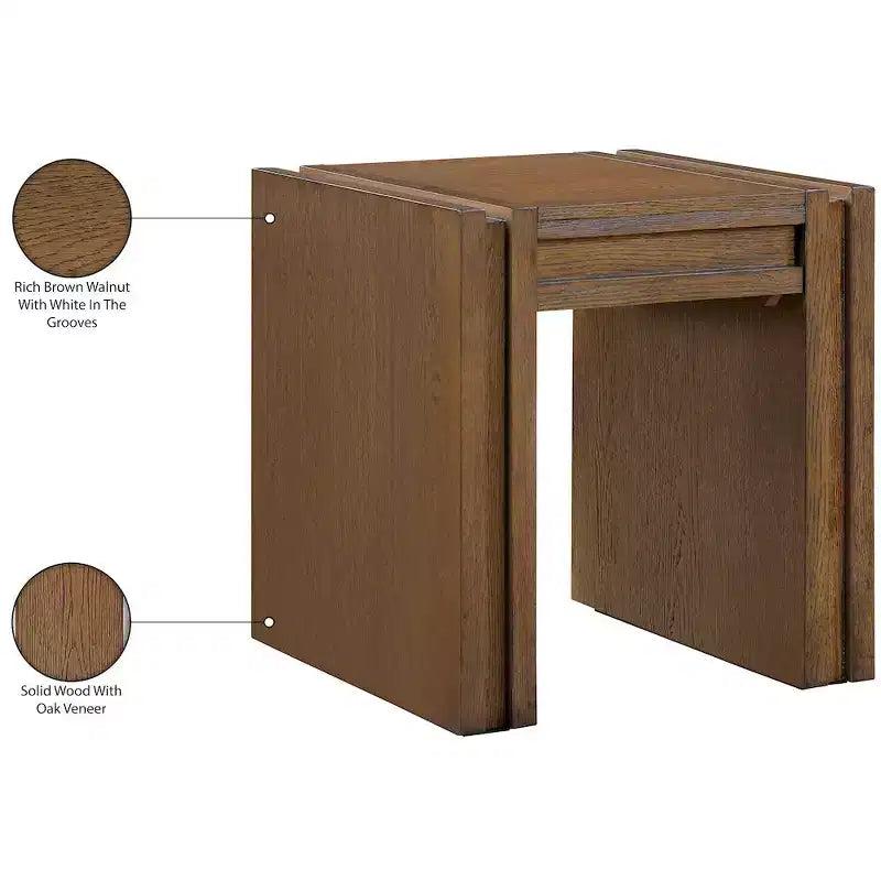 Tavolino da salotto contemporaneo Stanton nero con cassetto – Legno massiccio e impiallacciatura in rovere
