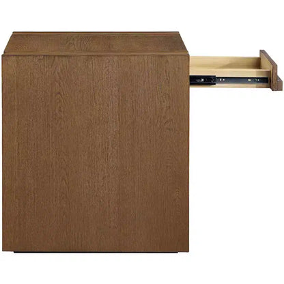Tavolino da salotto contemporaneo Stanton nero con cassetto – Legno massiccio e impiallacciatura in rovere
