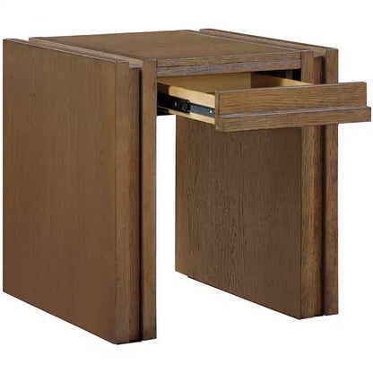 Tavolino da salotto contemporaneo Stanton nero con cassetto – Legno massiccio e impiallacciatura in rovere
